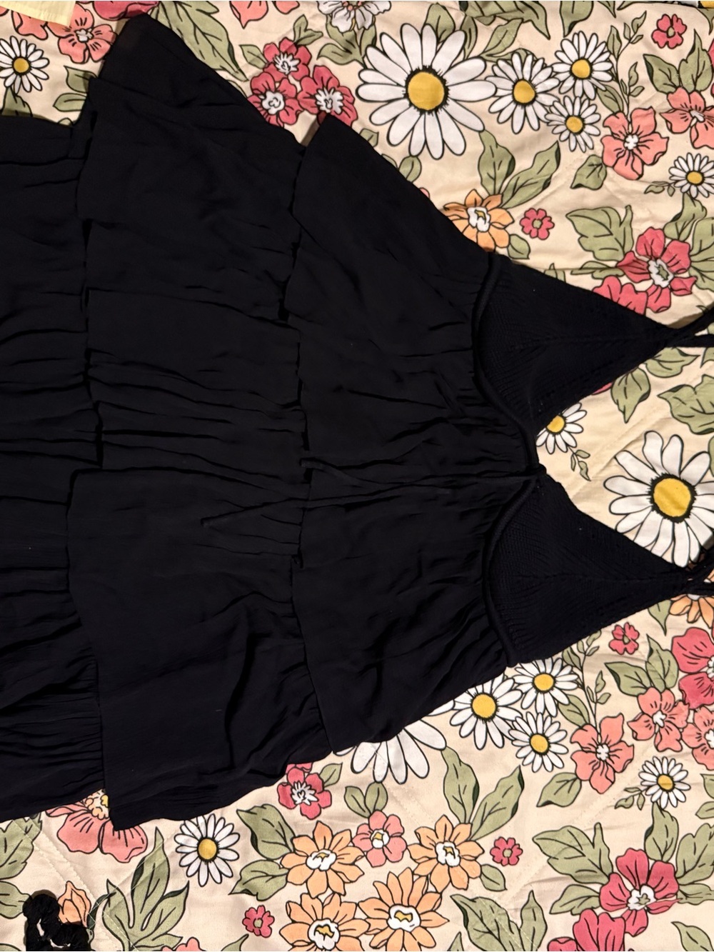 Zara Black Ruffled Camisole Tank